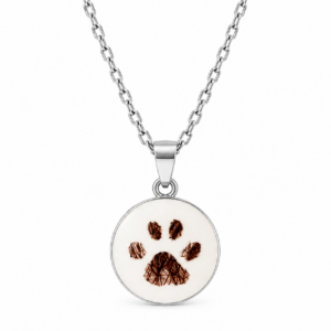 Trauerschmuck Kettenanhänger - Pfote aus Haaren silber
