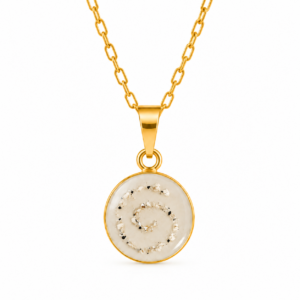 Trauerschmuck Kettenanhänger - Spirale aus Asche & Glitzer vergoldet