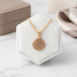 Trauerschmuck Kettenanhänger - Vollkommen (komplett gefüllt mit Asche) & Blüten