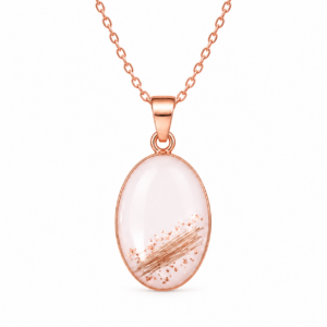 Trauerschmuck Kettenanhänger - Zarte Haarsträhne mit Glitzer oval roségold