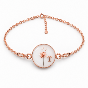 Trauerschmuck Armband - Pusteblume aus Haaren rosévergoldet