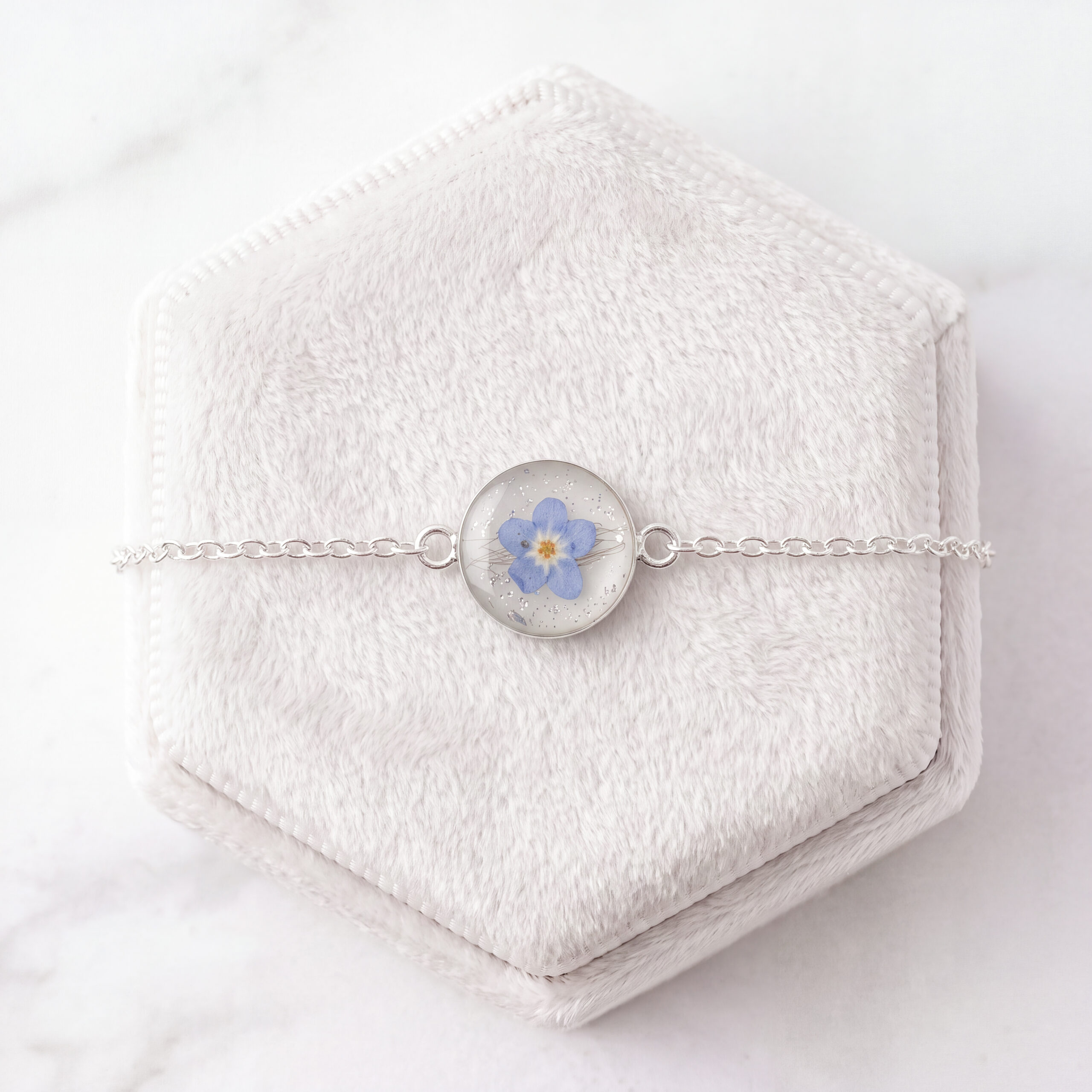 Trauerschmuck Armband - Vergissmeinnicht mit Haaren Trauerschmuck Armband - Vergissmeinnicht mit Haaren