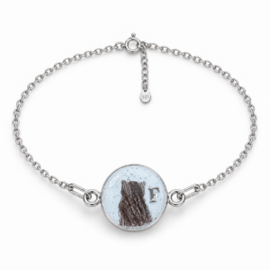 Trauerschmuck Armband - Katze aus Fell silber